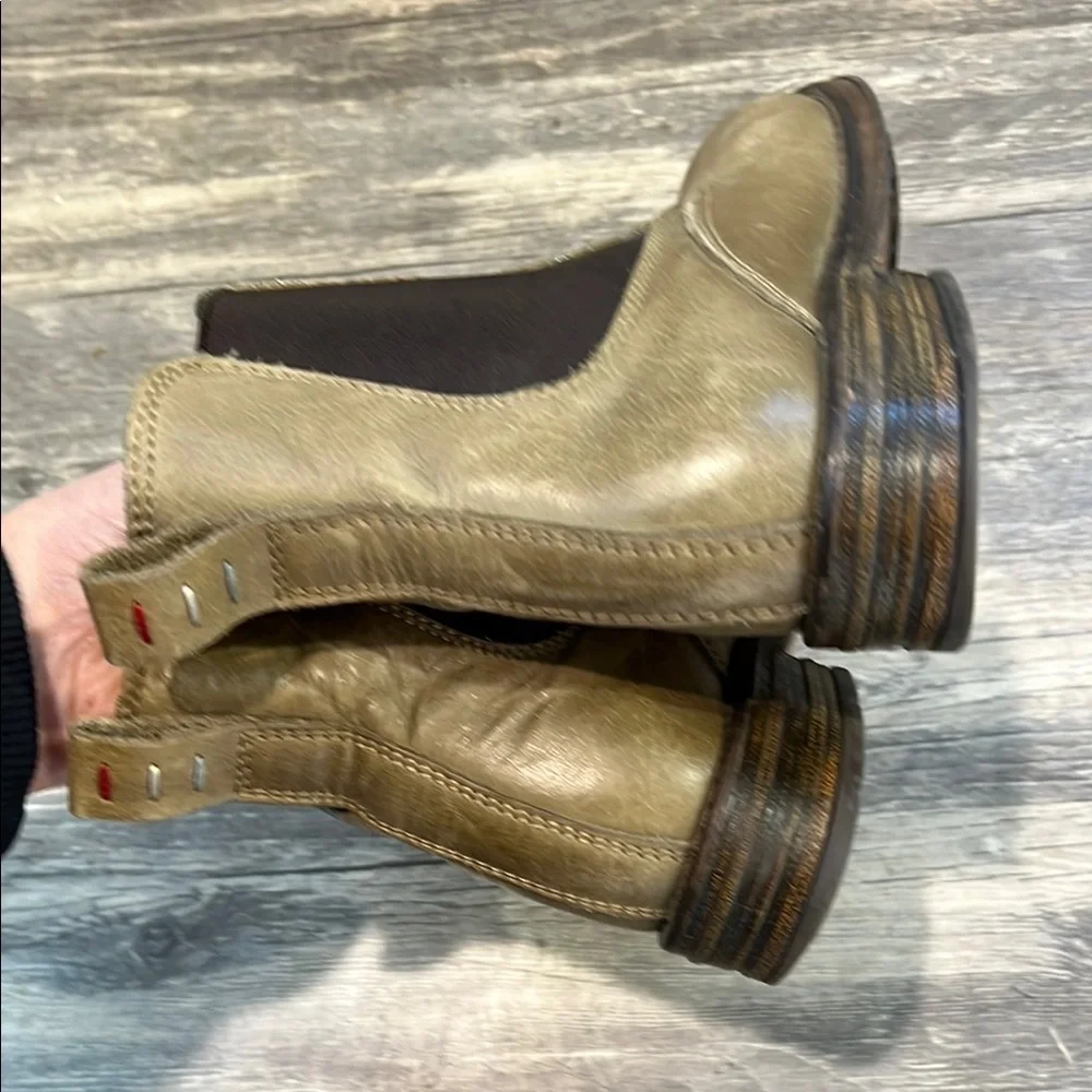 Eric Michael Khaki and Black Ankle Booties